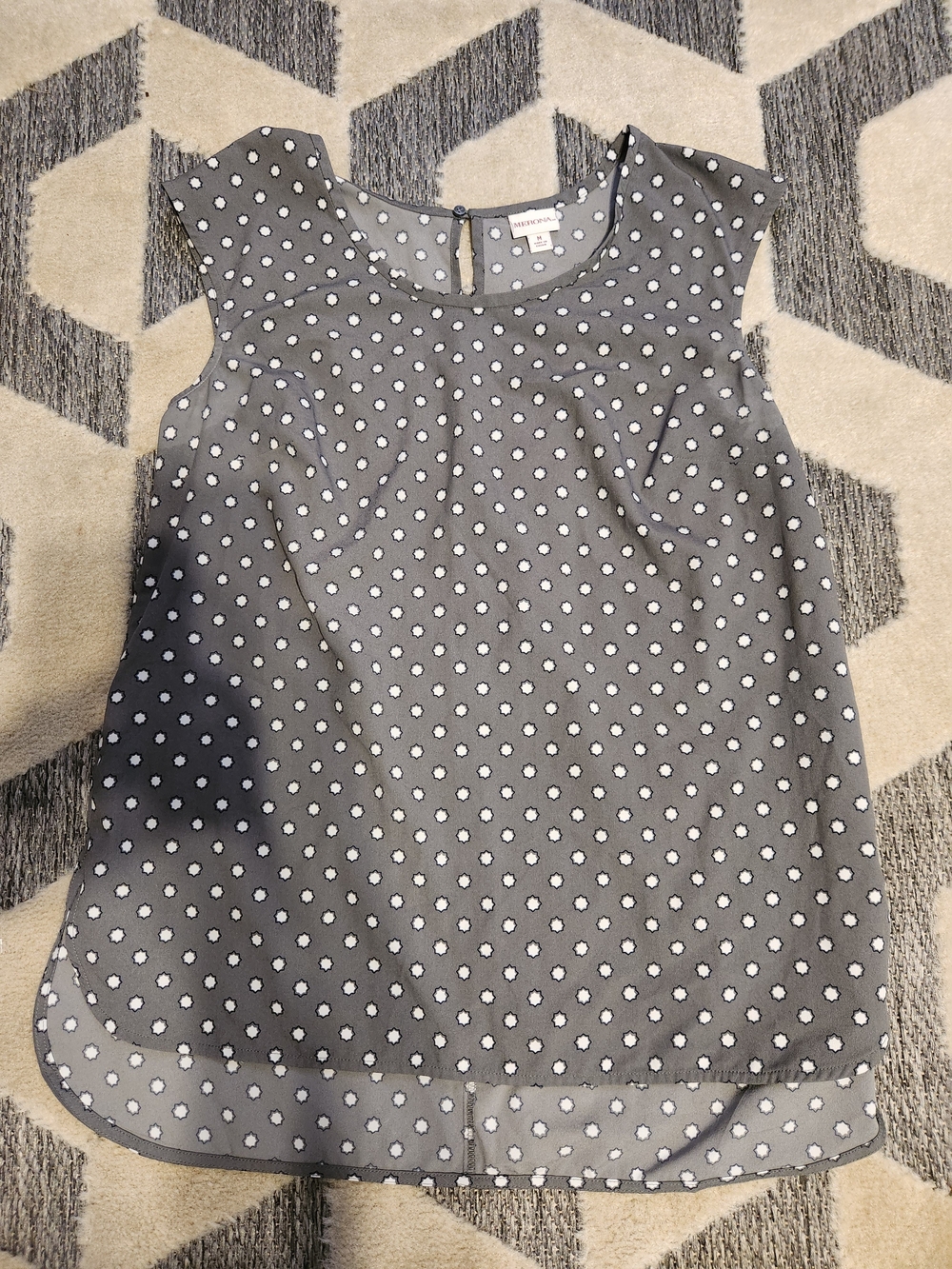 Merona Gray Polka Dot Cap-Sleeve Tank